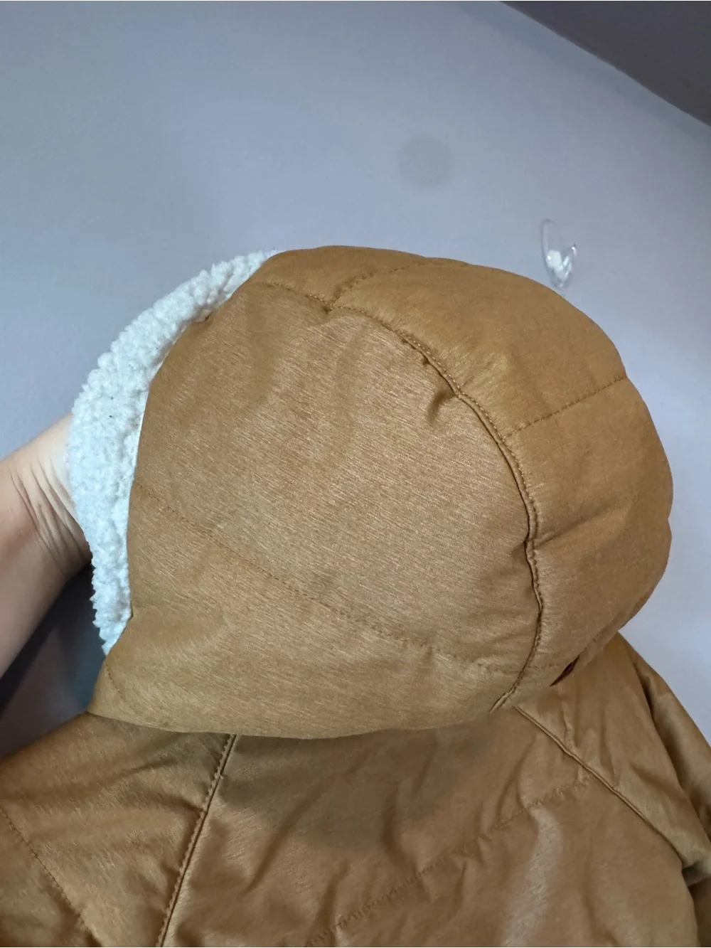 L.L. Bean Toddler Boy Tan Sherpa Fleece Lined Puffer Hooded Jacket Coat Size 4T